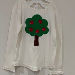 White Kids Shirt with Green Apple Tree Design